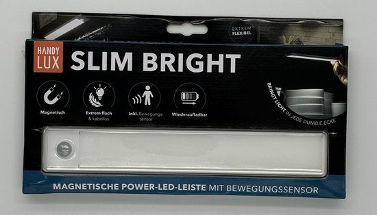 HandyLUX Slim Bright Power LED, 2 Stück – Magnetische Power-LED-Leiste mit Bewegungssensor – Kabellos, leicht und überall einsetzbar