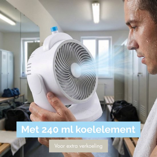 Mini-Tischventilator mit Kühlelement - Verstellbarer Mini-Ventilator mit 3 Stufen - USB-Ventilator mit LED-Licht - 240 ML Kühlelement - für Tisch, Schreibtisch, Schlafzimmer