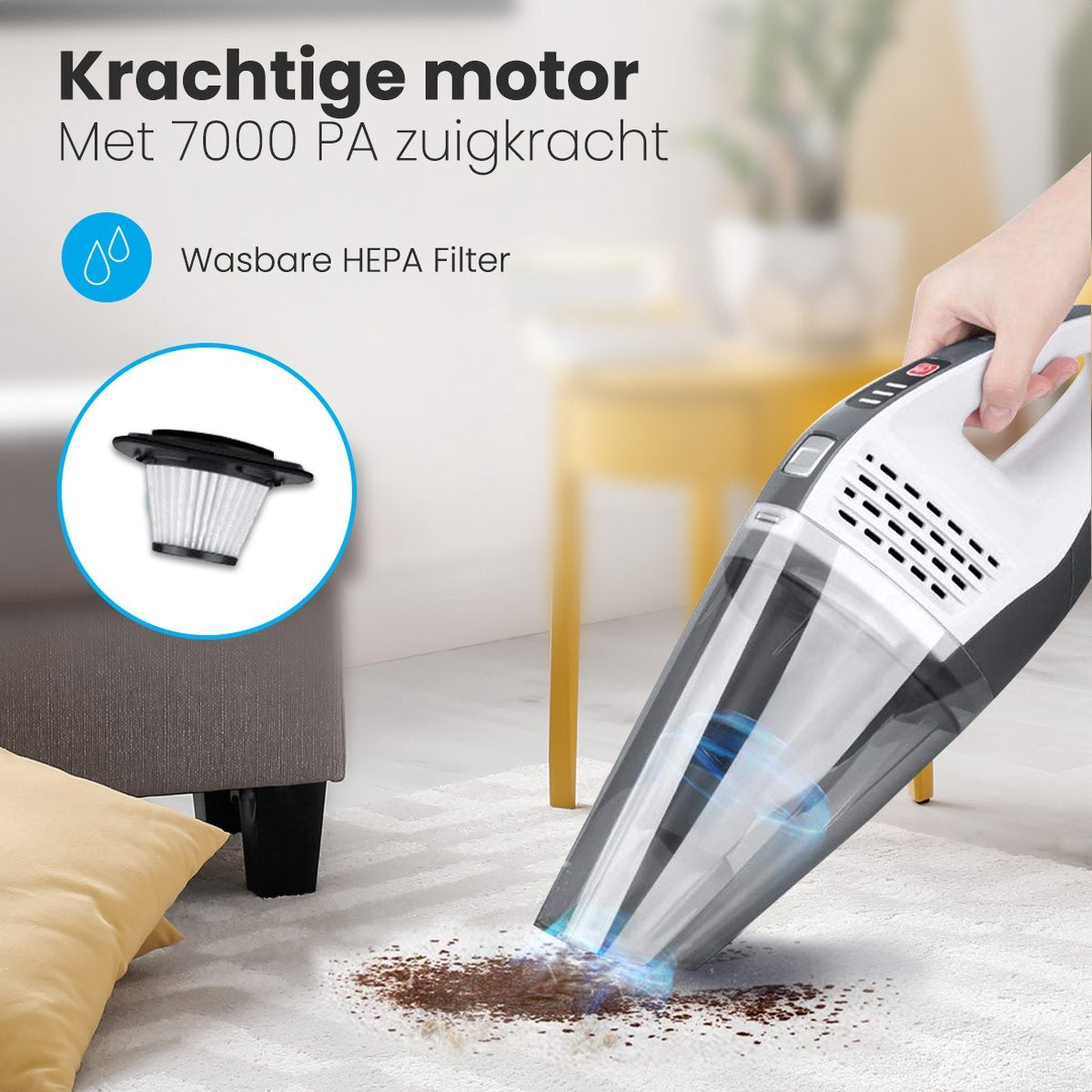 Auronic Handstaubsauger - Kabellos - HEPA-Filter - Dunkelgrau - inkl. Zubehör