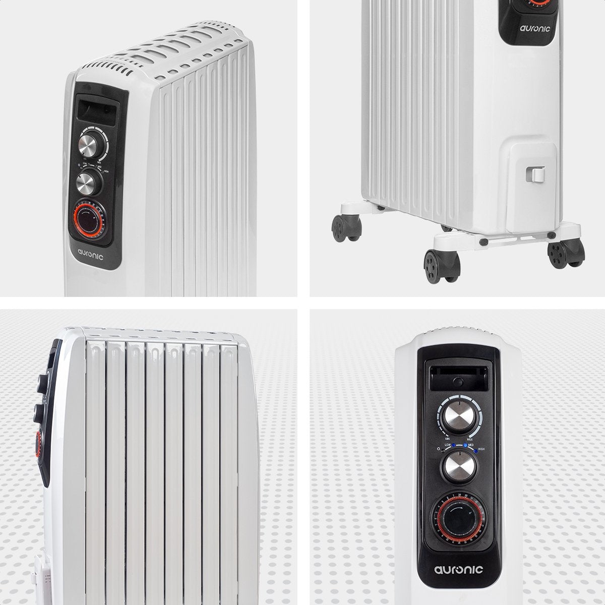 Auronic - Elektrischer Heizkörper - mit Thermostat und Timer - 3 Stufen - Weiß