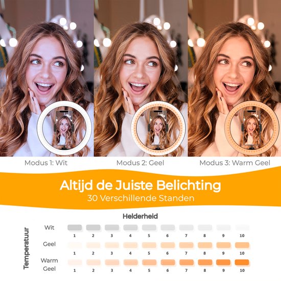 Studio ME Ringleuchte mit Stativ - 10 inch / 26 cm - Ringleuchte - Rose Gold - Tiktok Lampe - Ringleuchte mit Stativ - 30 Lichtstufen - Ringleuchte - inkl. Fernbedienung & Mini-Stativ - Ringleuchten