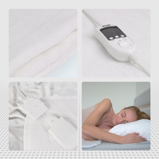 Auronic Electric Blanket - 1 Person - verstellbare Fußzone - 70x150cm - mit Eckgummis - Weiß