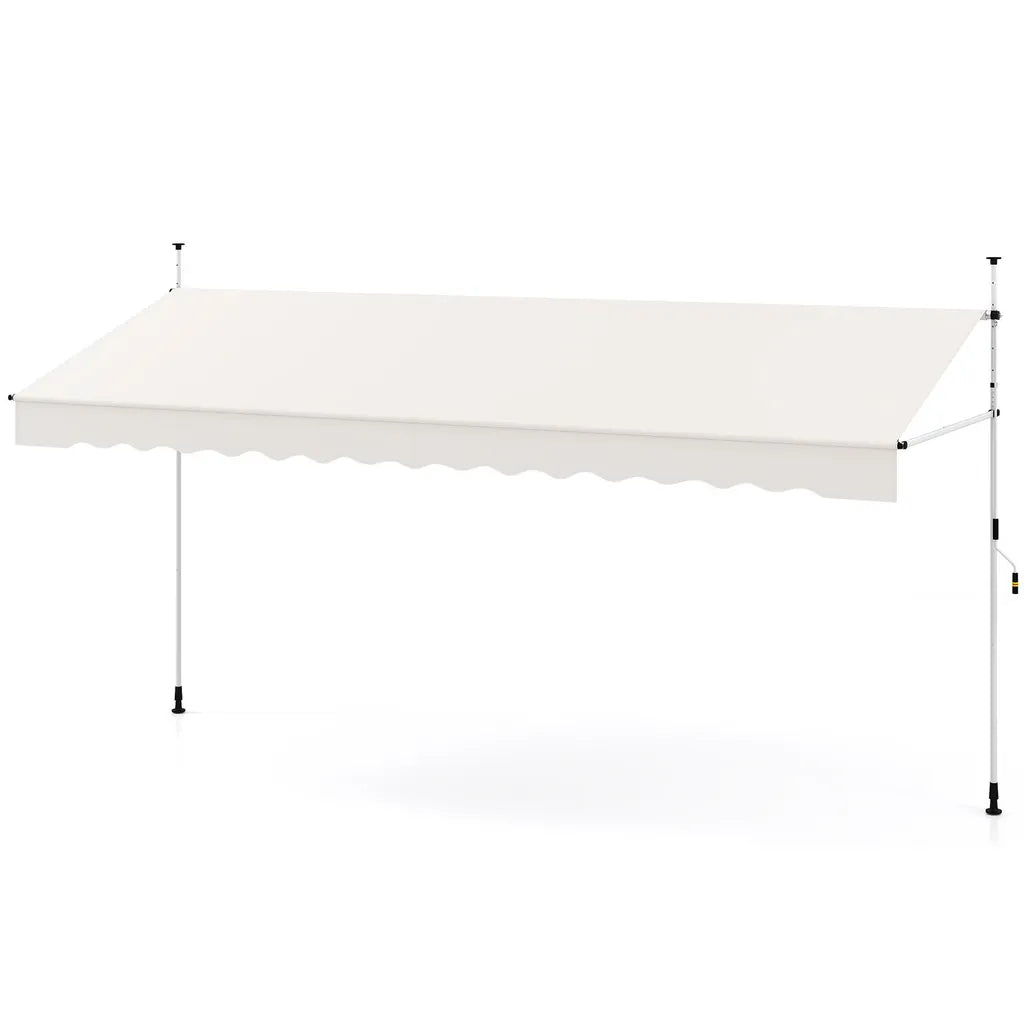 Coast Klemmarkise 400 × 120 cm – Weiß – Bohrfreier Balkonsonnenschutz mit Handkurbel und höhenverstellbar