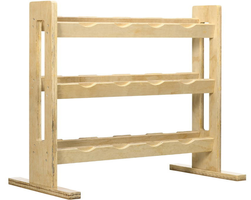 Hantelständer, für 12 Hanteln, bis zu 150 kg, 3 Ebenen, Buchenholz, 118 x 60 x 100 cm