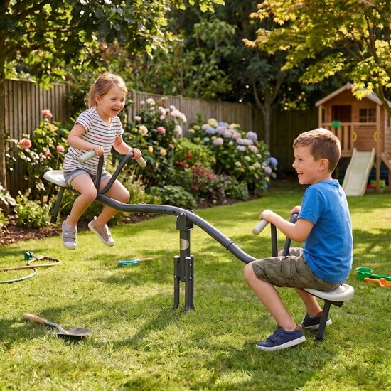 AXI Drehbare Wippe in Anthrazit/Creme aus Metall – Wippe für Kinder ab 3 Jahren, um 360° drehbar – Wippe für den Spielplatz/Garten/im Freien