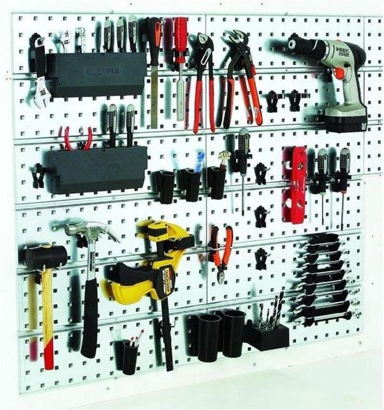Raaco Super Clip Set - Werkzeugwand aus Stahl - Aufbewahrungssystem - 46-teilig - 104 x 88 x 1,1 cm
