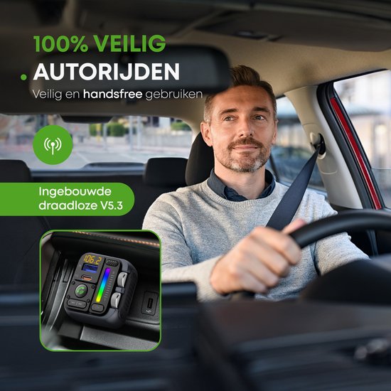 iSetchi Bluetooth FM Transmitter - Quick Charge 3.0 - Auto-Carkit - USB C - Drahtlos