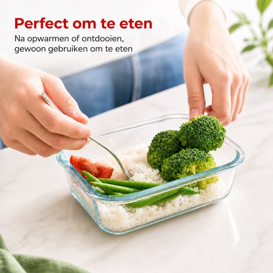 Organess Meal-Prep-Behälter – Frischhaltebehälter – Tiefkühlbehälter – 8-teiliges Set – BPA-frei – Glas – BPA-freier Deckel