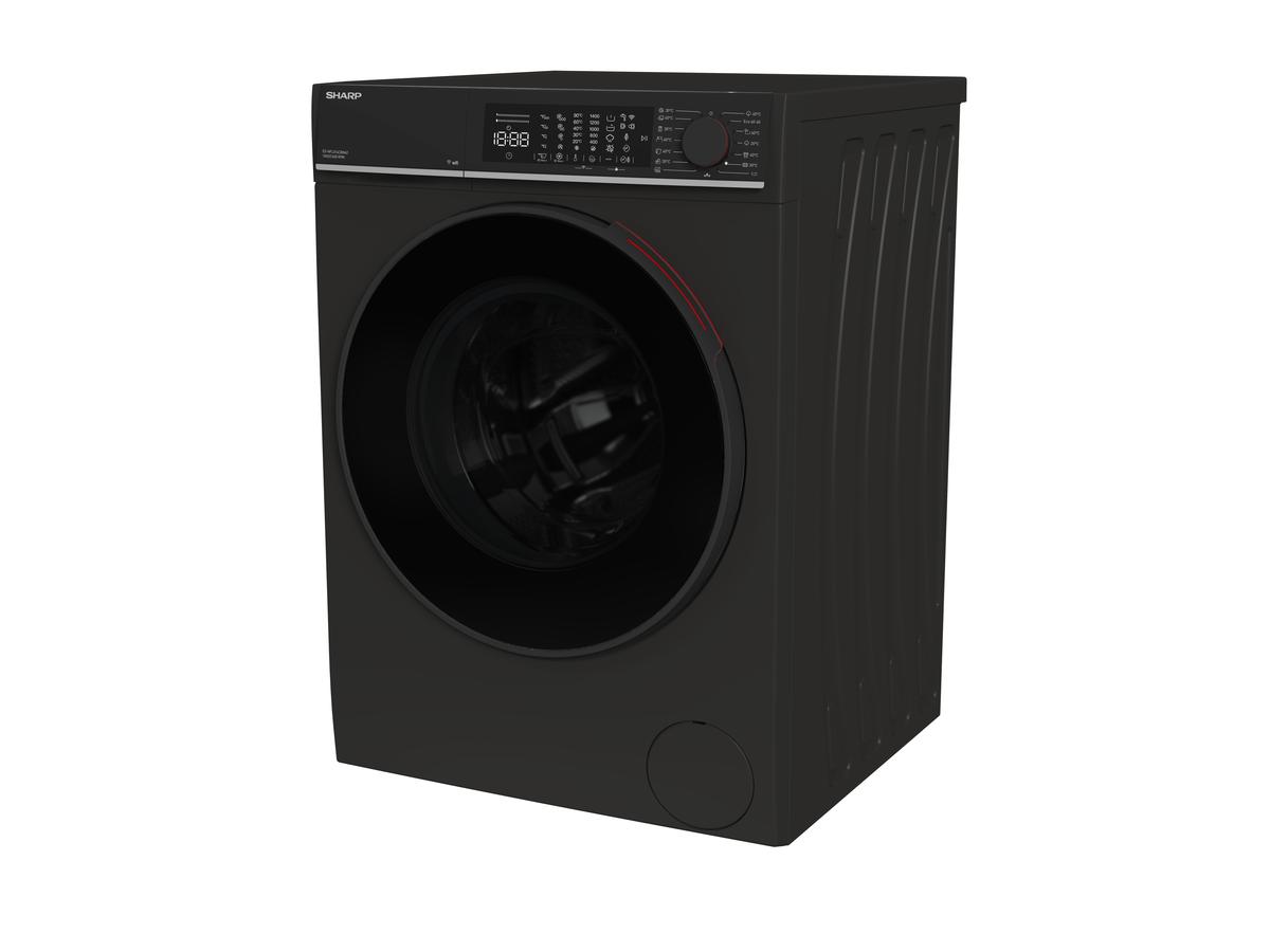 Sharp Waschmaschine ESNFL014CBNA2CB – 10 kg – Energieeffizienzklasse A – Mattschwarz