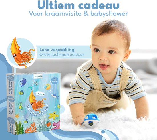 Spoused Wasser Spielmatte - Wasser-Matte - Spielmatte Baby - Tummy Time - Luxus-Geschenk-Box