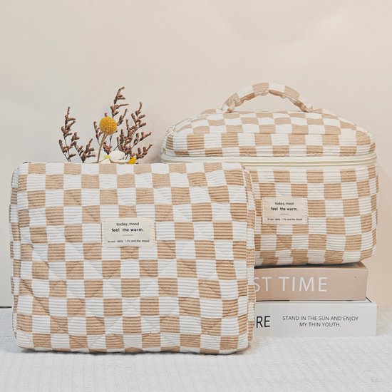 Skycases Travel Essentials - 3-teiliges Make-up-Taschenset - umweltfreundliche Baumwolle - gesteppte florale Organizer - geräumig, strapazierfähig und ideal für Reisen