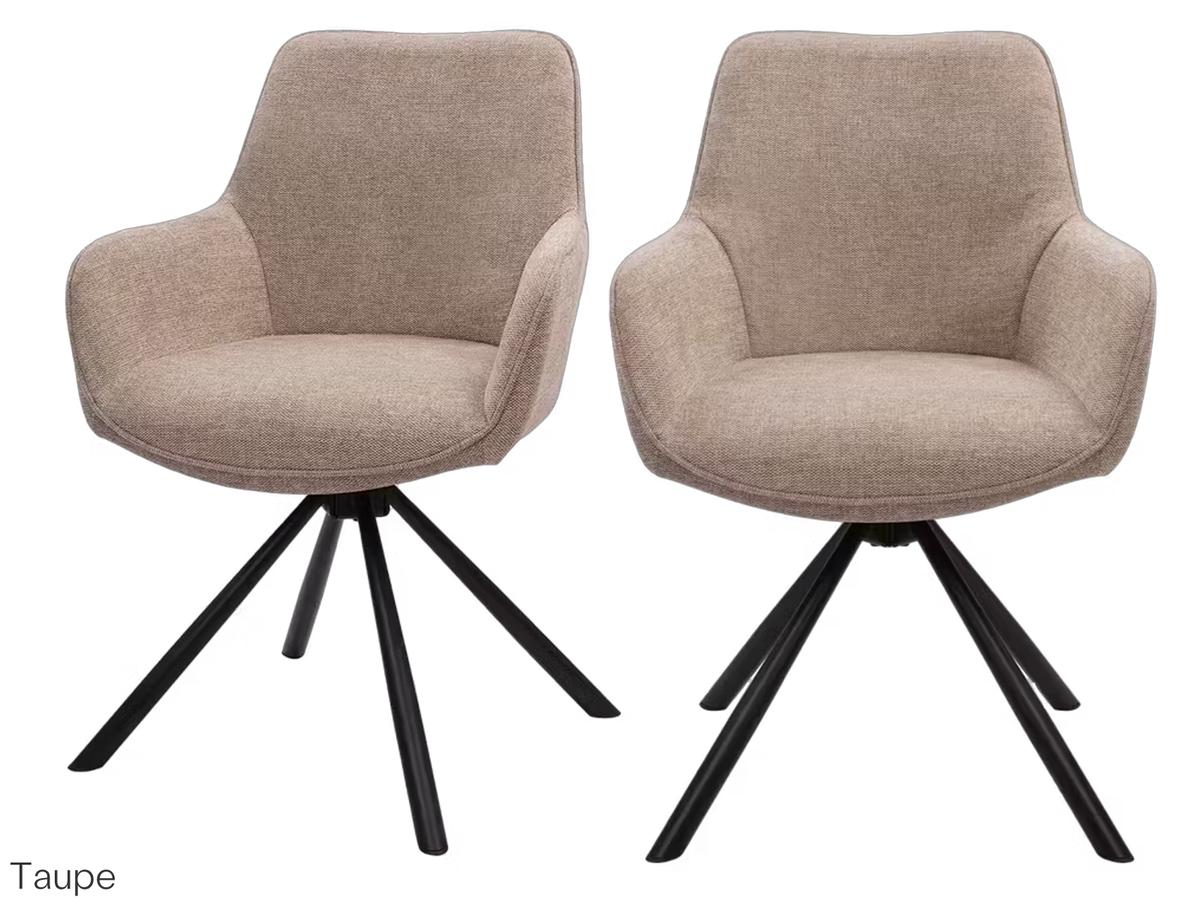 Dutchbone Oliver Drehbarer Esszimmerstuhl – Terra-Stoff – Duo-Set