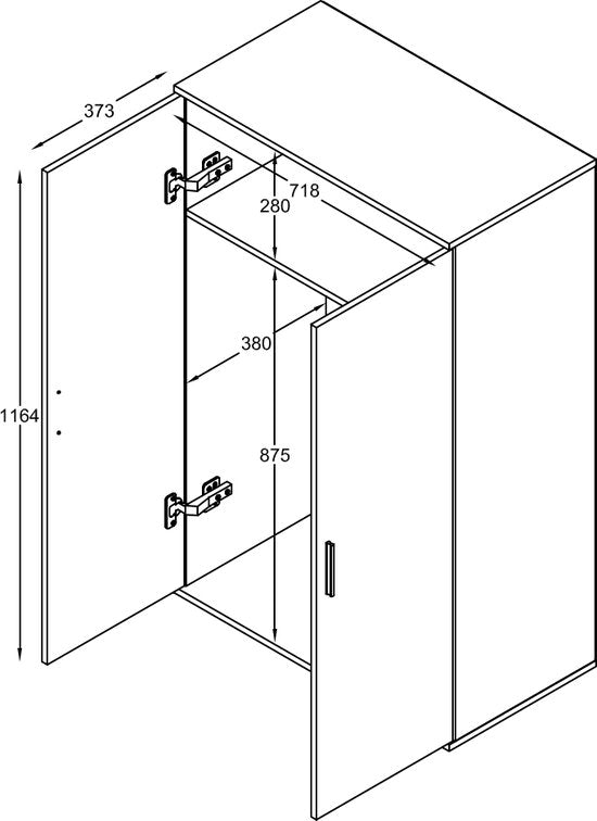 Kinderkleiderschrank - Hängeteil und Regal - 120 cm hoch