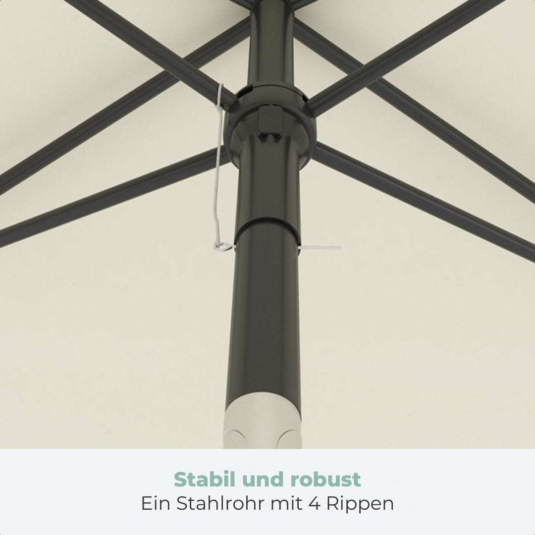 LifeGoods - Sonnenschirm - 200x125cm - 30° neigbar - wasserdicht - mit Bezug - Creme