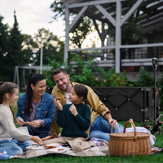 LifeGoods Wagon - XXL - faltbar - 300L - 150KG Tragfähigkeit - Schwarz