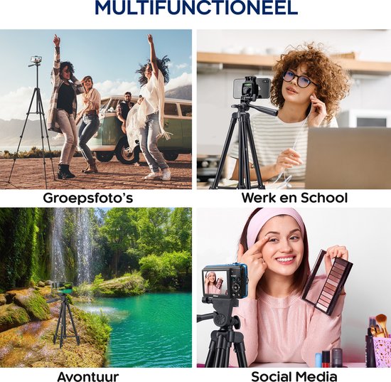 Studio ME Stativ Smartphone - 128 cm - Inkl. Bluetooth-Fernbedienung - Schwarz