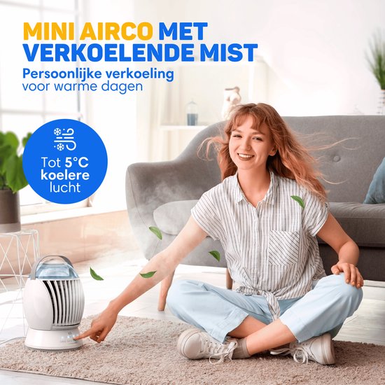 Vulpes Goods® Tech – Mini-Klimaanlage ELITE – Mobiler Luftkühler mit Fernbedienung – 6-in-1-Luftkühler – 3 Luftbefeuchtungsstufen mit Schwenkfunktion – 3 Windgeschwindigkeiten – 100 % auslaufsicher – Inkl. Kabel und Adapter im Lieferumfang enthalten – Für