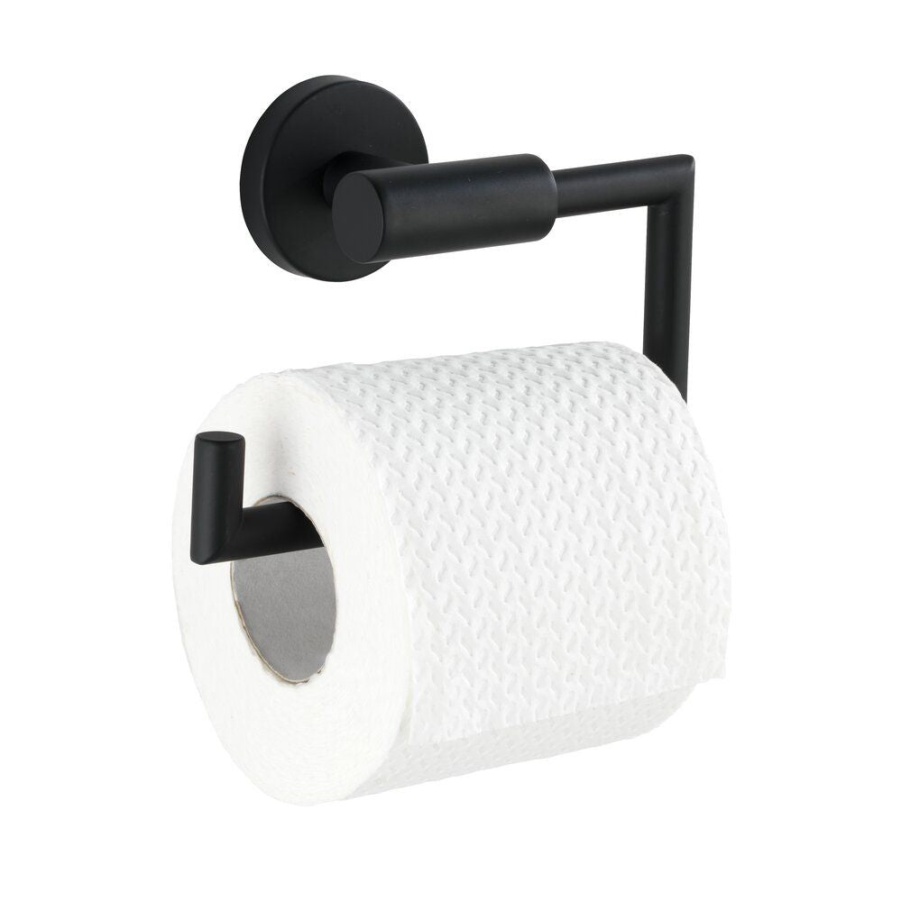WENKO Bosio Black Toilettenpapierhalter, mattschwarz – Edelstahl – Wandmontage