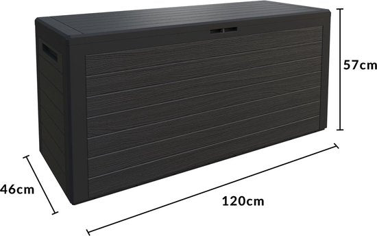 Deuba Storage Box Anthrazit 120 x 46 x 57cm - Outdoor - Geeignet für Terrasse, Balkon und Garten