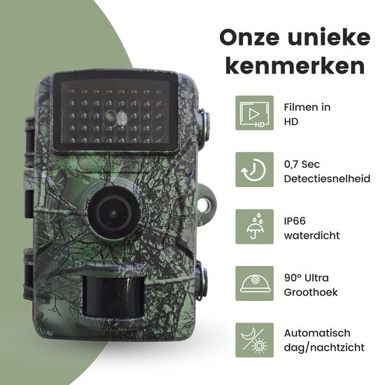 Professionelle Wildkamera mit Nachtsicht 16MP - Wildlife Kamera mit Sensor - Jagdkamera - Wasserdicht - Inkl. 32GB SD Karte