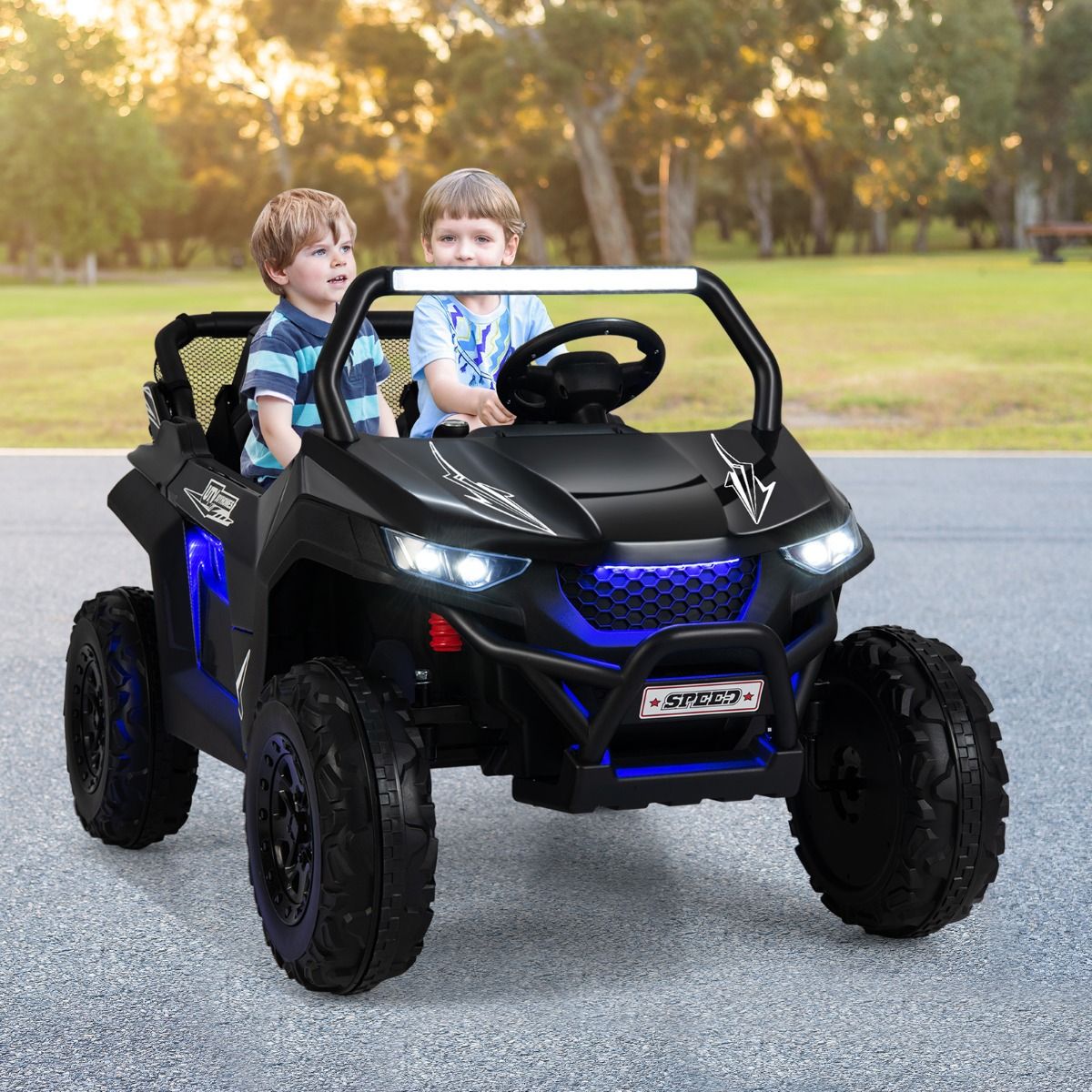 Coast Elektro-Kinderauto mit 2 Sitzen – mit Fernbedienung und Musik – rosa