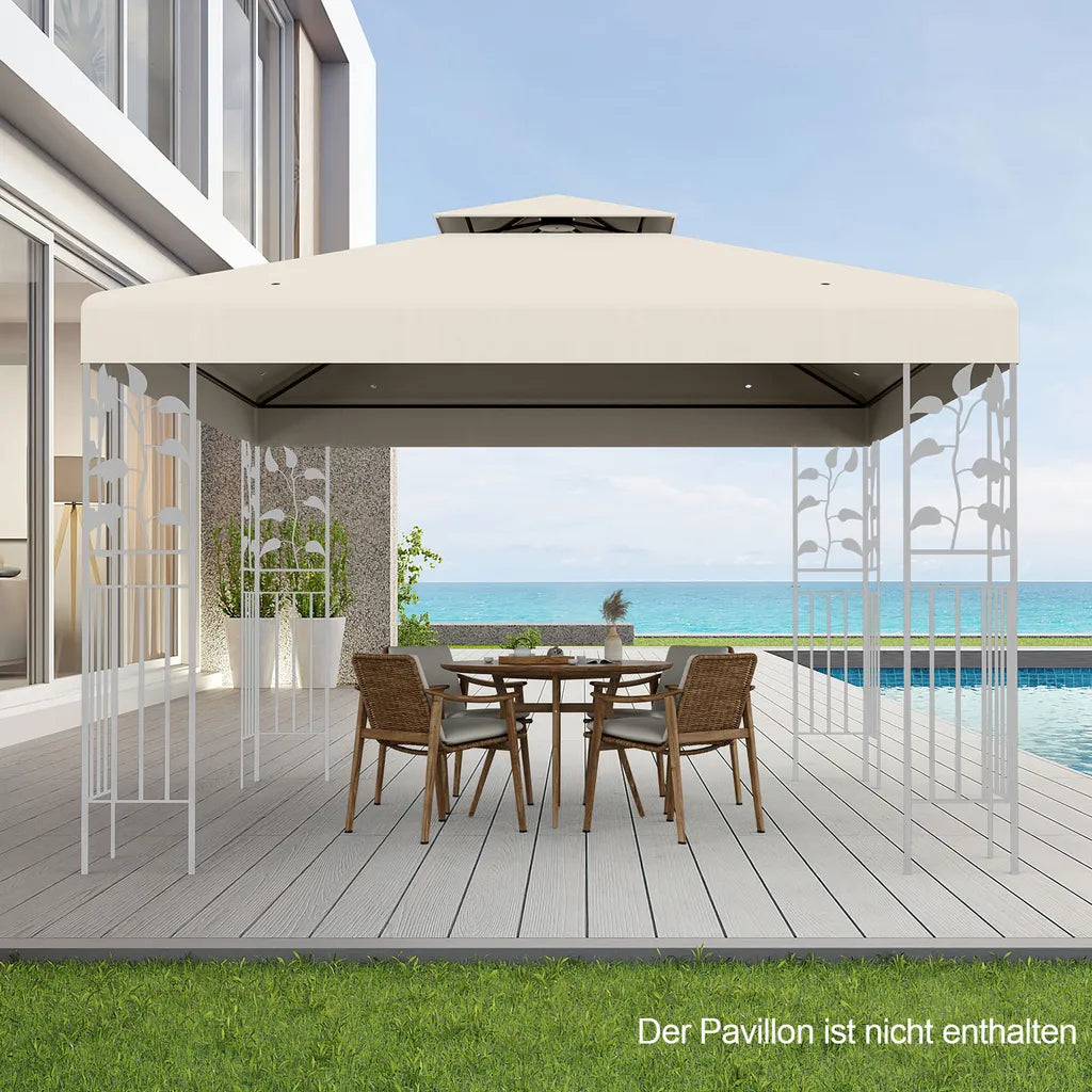 Coast Ersatzdach - Wetterfest - 3x3 M - Inkl. Abflusslöcher & Klettverschlüsse - Beige