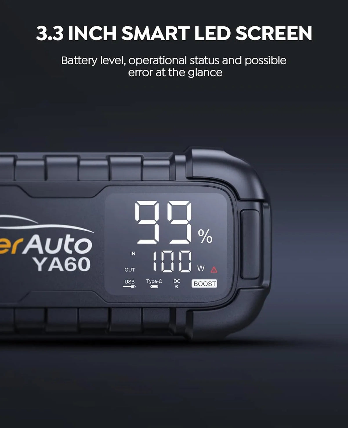 YaberAuto YA60 Starthilfe 8000 A – 26.800 mAh – 65 W Schnellladung, LED