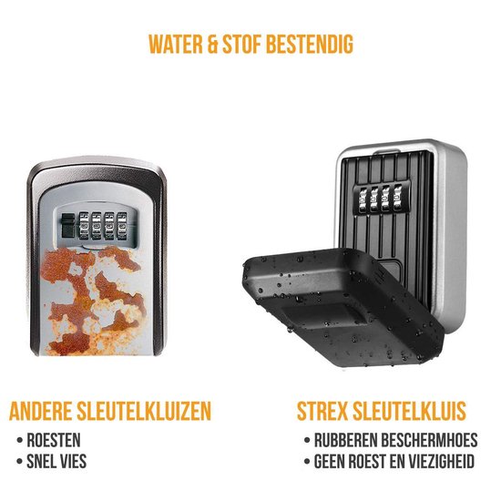 Strex Schlüsseltresor mit Zahlenschloss - Innen und Außen - wetterfest - Homecare - Schlüsseltresor - Schlüsseltresor für den Außenbereich mit Code - Schlüsseltresor mit Code für den Außenbereich