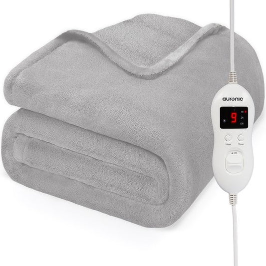 Auronic Electric Blanket - Wärmedecke - 9 Wärmestufen - 2 Personen - 200x150 - Light Grey