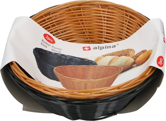 alpina Brotkörbe - 2 Stück - Weidenkorb - Braun und Schwarz