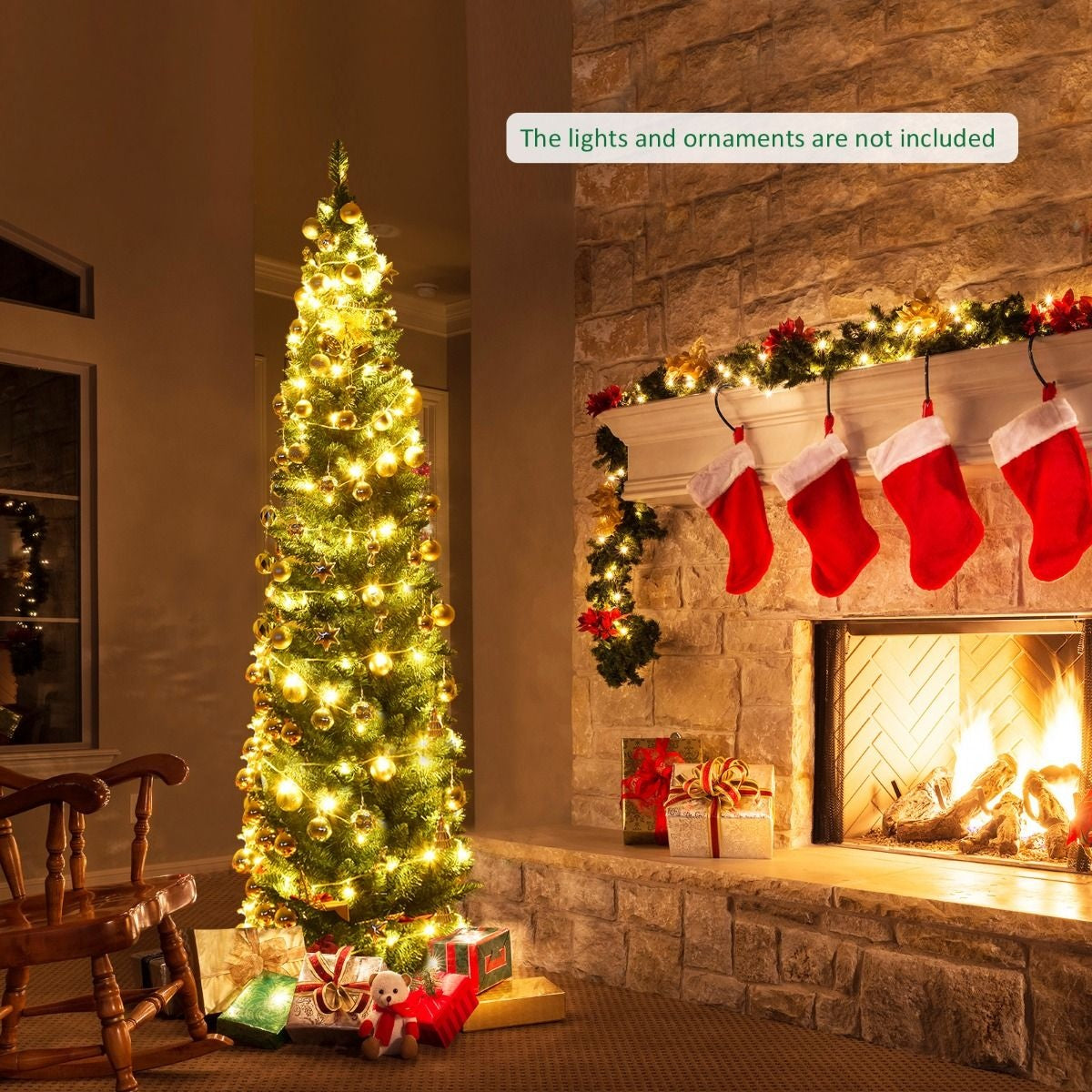 Coast Weihnachtsbaum Pencil Slim - 210 cm & 700 Spitzen - mit Metallständer und realistischen Zweigen - für drinnen und draußen - grünes PVC und Metall