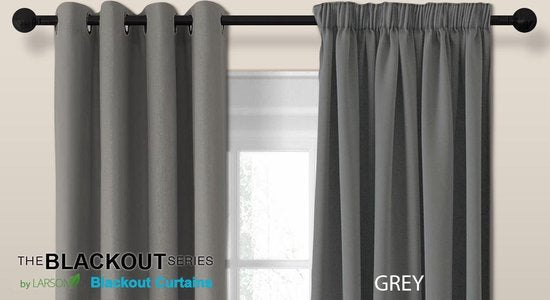 Larson - Luxuriöse Verdunkelungsvorhänge - mit Haken - 1.5m x 2.5m - Hellgrau