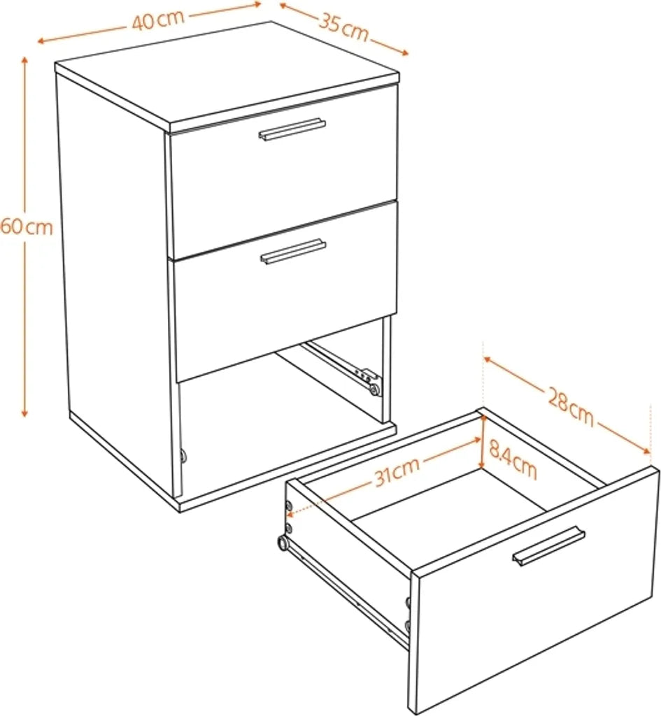 Yaheetech Nachttisch mit 3 Schubladen – Weiß – 40 x 35 x 60 cm