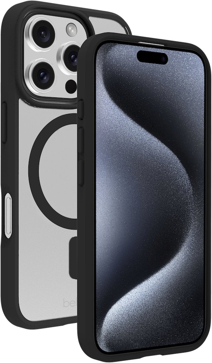 BeHello Hülle für iPhone 16 Pro - MagSafe - Flexibel - Stoßfest - Transparent Schwarz