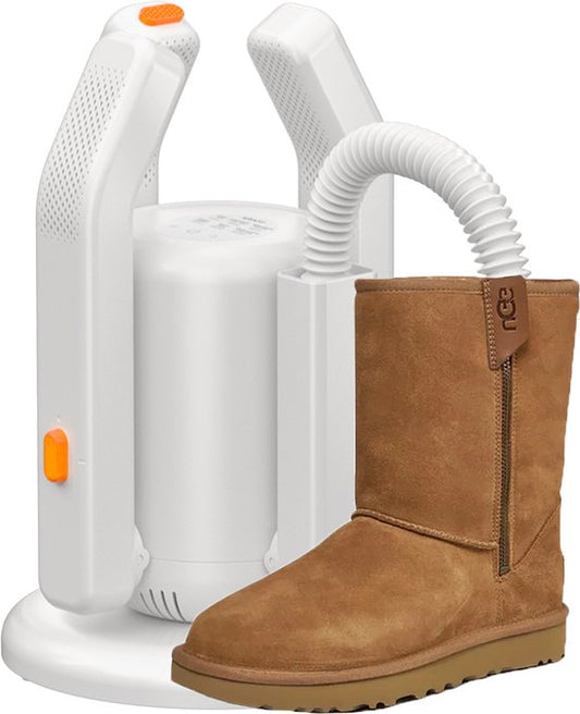 KRAFT Shoe Dryer Pro XL - 2 Paar Schuhe trocknen - UV-Sterilisation - Rosen-Salz Geruchsentferner - Schuh-Erfrischer - 2 Schläuche für lange Schuhe - Schuhtrockner Stiefel