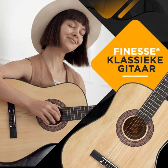 Finesse Akustikgitarre - mit Videokurs - Nylonsaiten - Klassische Gitarre - Spanische Gitarre - Kind - Erwachsene - Natur