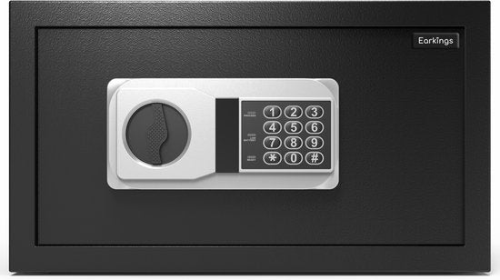 Earkings Safe 23x41x33 cm mit Zahlenschloss - Tresor Elektronische Spardose - Inklusive Befestigungsmaterial, zwei Notschlüsseln und Alarmschloss