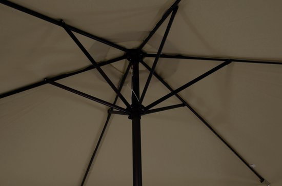 CUHOC Sonnenschirm mit Volants – Taupe-farbener Sonnenschirm – Stabsonnenschirm – 3-Meter-Sonnenschirm – Sonnenschirm mit Windrad – 6-eckiger Sonnenschirm – Leicht einzudrehender Sonnenschirm