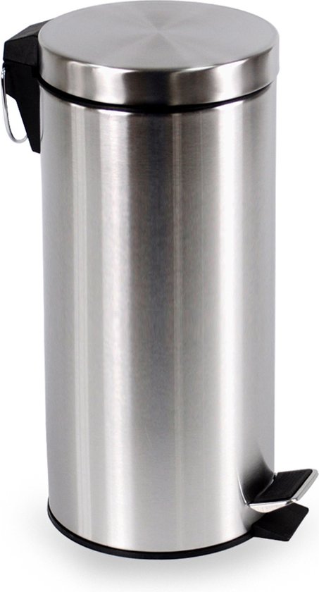 BRASQ Treteimer 30 Liter - Edelstahl - PB130 - Mülleimer mit herausnehmbarem Treteimer - Mülleimer - Abfalleimer - Abfalleimer