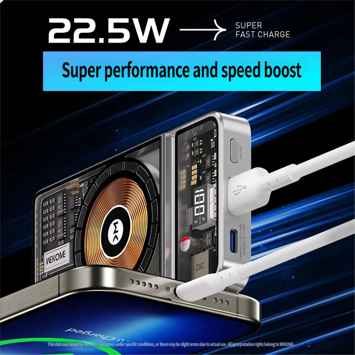 WEKOME Pioneer 10.000 mAh magnetische 3-in-1-Powerbank WP-38, geeignet für Apple-, Huawei-, Samsung- und Xiaomi-Smartphones