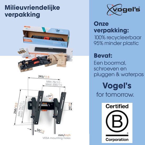 Vogel's COMFORT TVM 3215 | Neigbare TV-Halterung | 19–43" | max. 15 kg | VESA 200×200