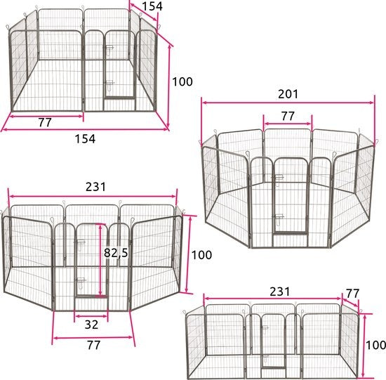 tectake 8-Eck Welpenauslauf 100 cm - 402501
