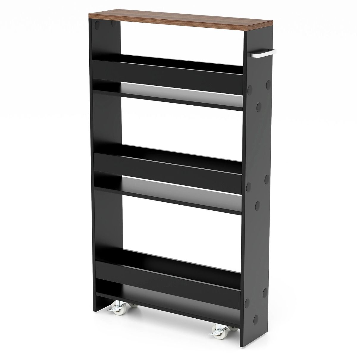 Coast Küchenwagen auf Rädern - 4-lagig - 47,5 x 13 x 80,5 cm - Schwarz/Natur