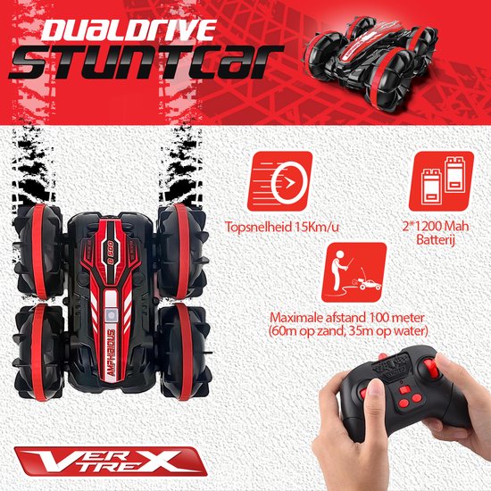 VERTREX RC Controllable Car - Fernsteuerbares Auto - Rennwagen Radiographisch - Offroad Fernsteuerbar - Wasserdicht - Extra Batterie