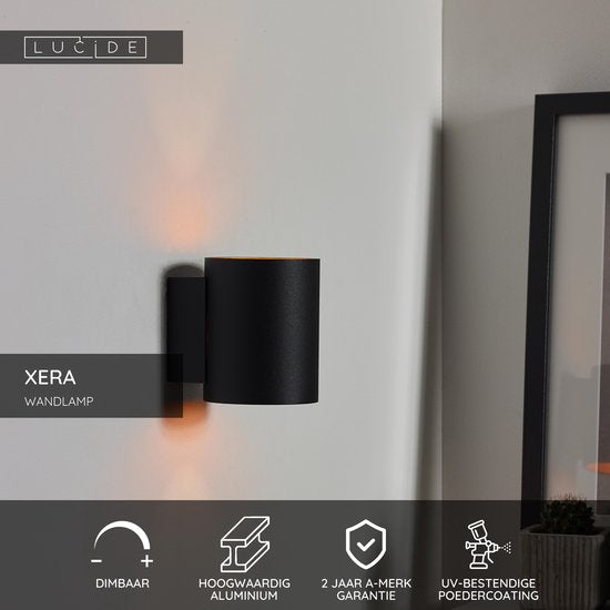 Lucide XERA – Wandleuchte – Ø 8 cm – 1xG9 – Schwarz