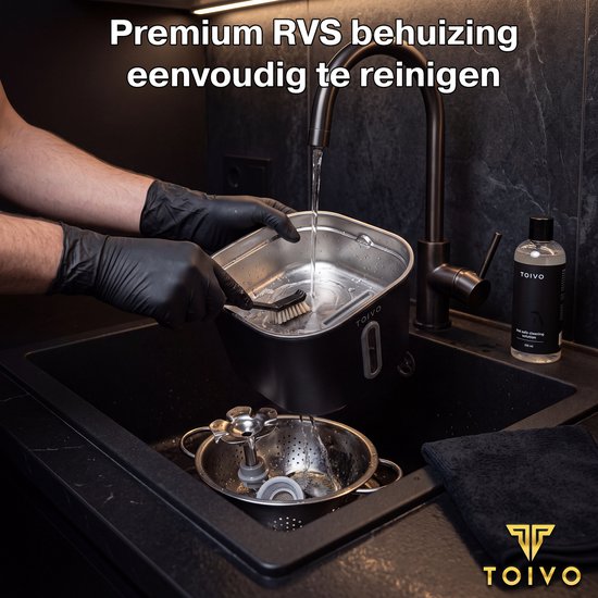 Toivo Trinkbrunnen für Katzen – 2,2 l – Edelstahl – Trinkbrunnen mit Sichtfenster, inkl. 4 Filter – Wasserspender – Flüsterleise – Katzenbrunnen – Trinknapf – Wassernapf – Schwarz