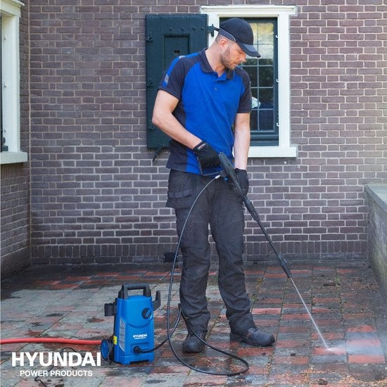 HYUNDAI Hochdruckreiniger 1500W - Komplettes Deluxe-Set - 360 L/Stunde - Inklusive zahlreichem Zubehör - Düsen - Terrassenreiniger - Seifenbehälter