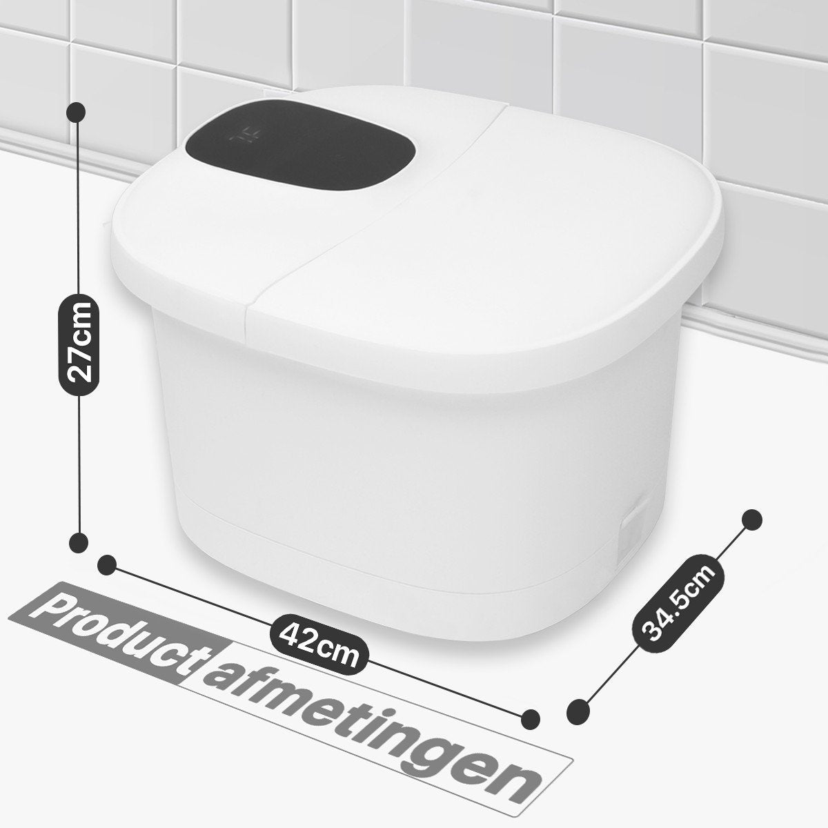 Niceey Massage-Fußbad - XXL - mit Sprudelfunktion & Massagerollen - Infrarot-Wärmefunktion - Weiß