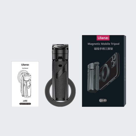 Ulanzi JJ03 Pocket-Selfie-Stick-Stativ, magnetisch – mit Fernbedienung – Selfie-Stick – Handy-Stativ für iPhone – Smartphone-Halterung für iPhone – Schwarz