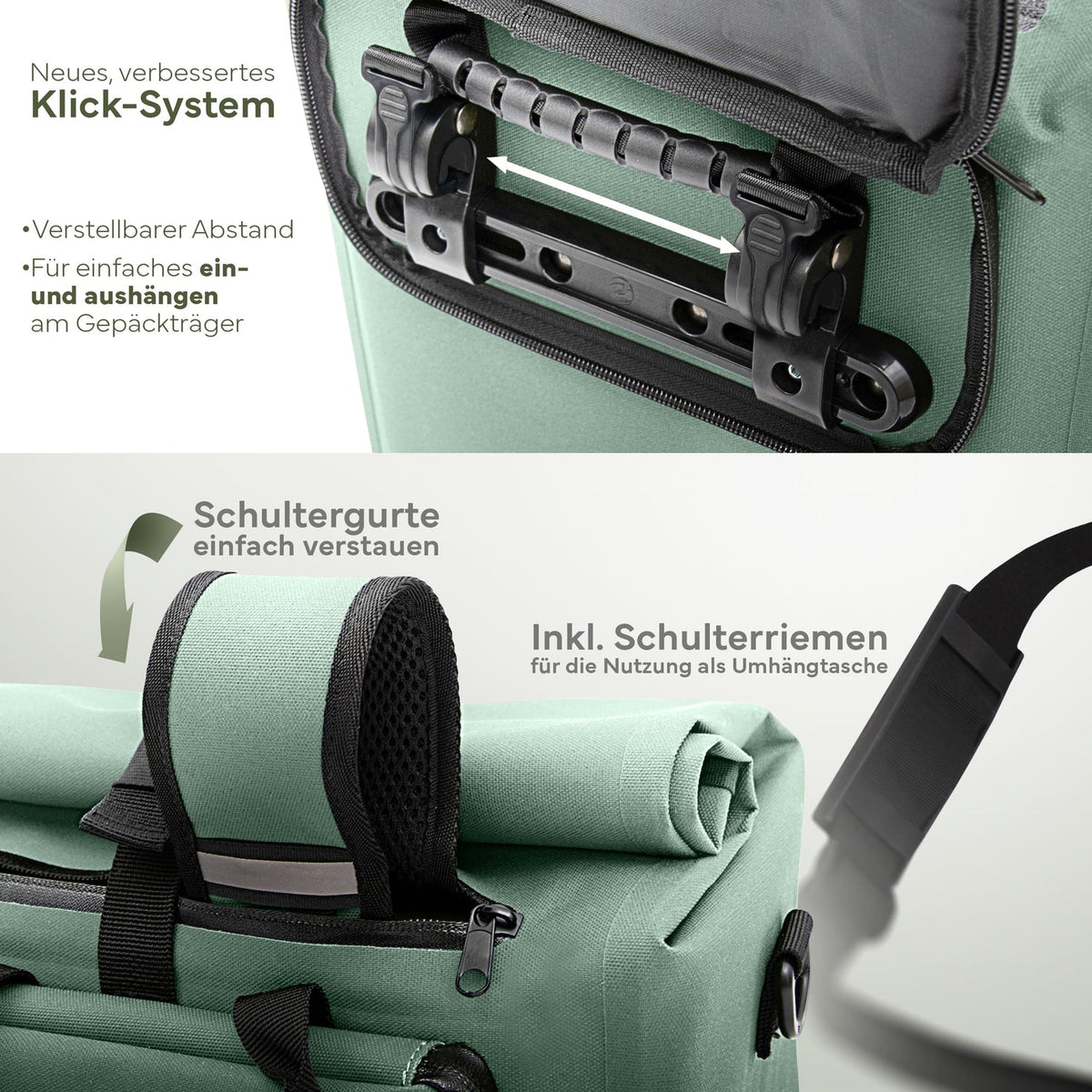 MIVELO 3-in-1 Packtasche - Wasserdicht - Mit Schultergurt - 25L - Mint